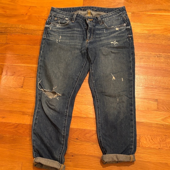 Michael Kors Blue Distressed Cropped Jeans - Picture 1 of 12